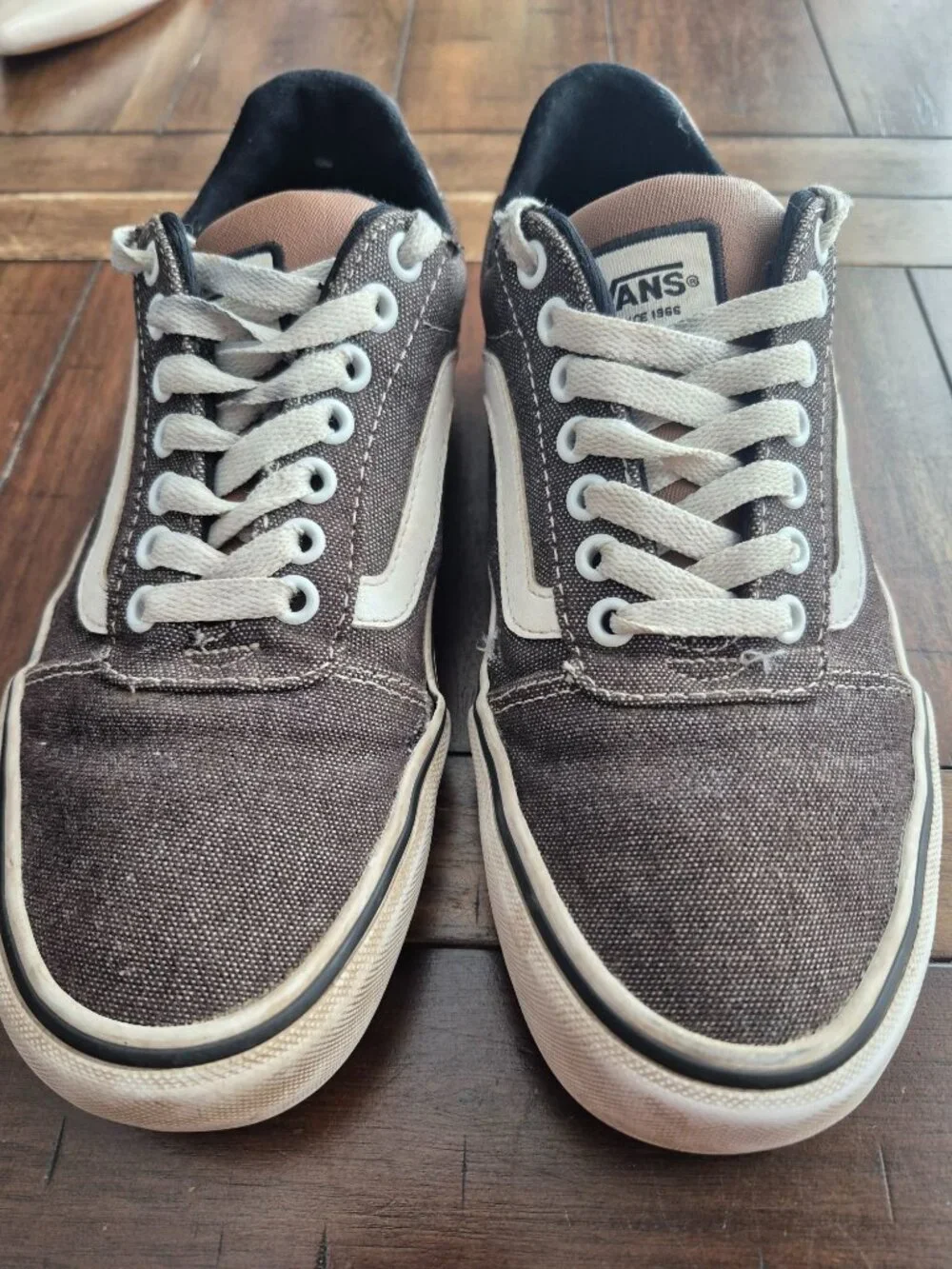 Vans Old Skool Brown & White Canvas Sneakers Mens Size 7.0